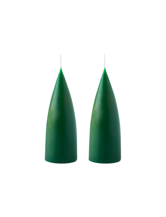 Konische Stumpenkerze in Bottle Green, 16 Zentimeter hoch