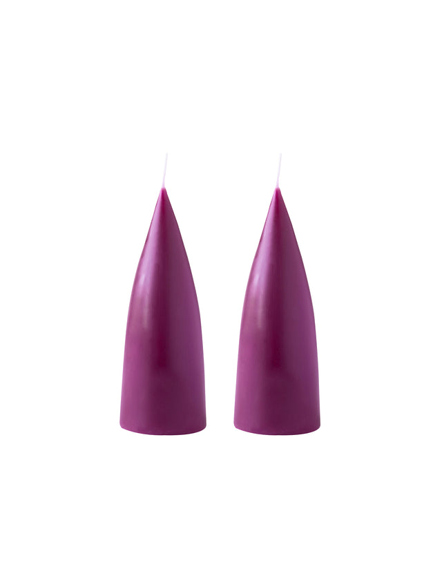 Konische Stumpenkerze in Dark Heather, 16 Zentimeter hoch