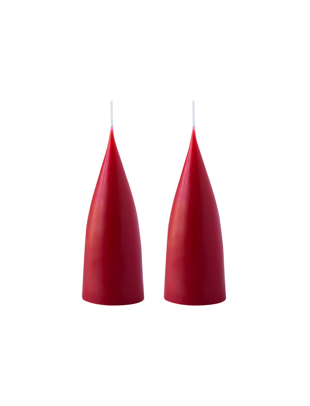 Konische Stumpenkerze in Dark Red, 16 Zentimeter hoch