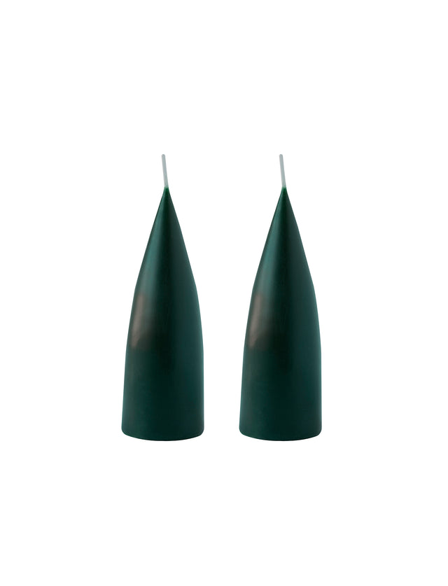 Konische Stumpenkerze in Forest Green, 16 Zentimeter hoch