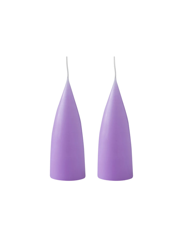 Konische Stumpenkerze in Pastel Purple, 16 Zentimeter hoch