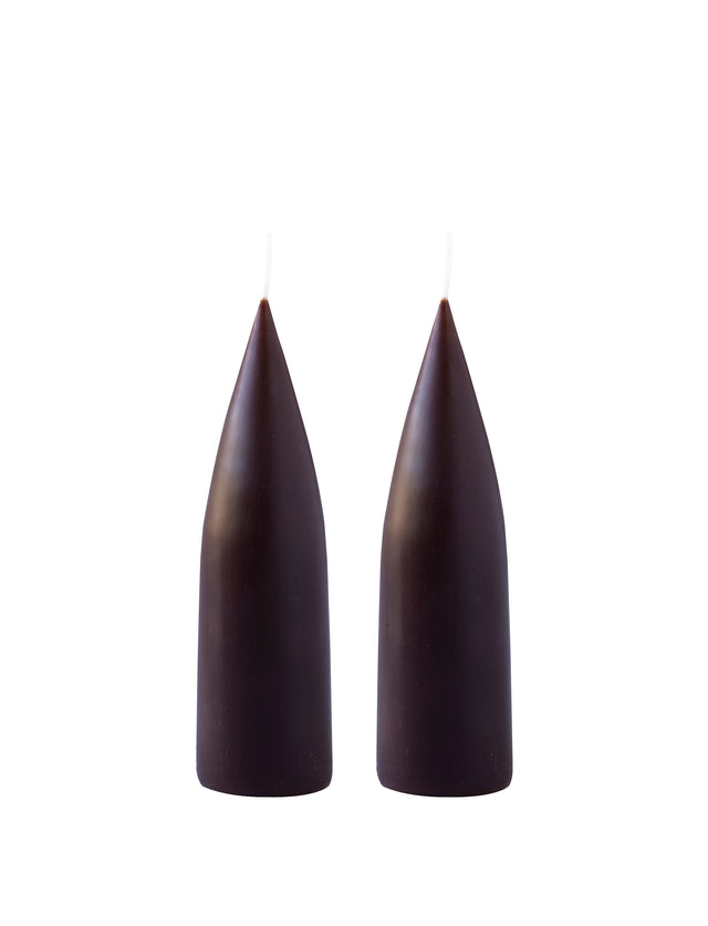 Hohe konische Stumpenkerze in Chocolate Brown, 20 Zentimeter hoch