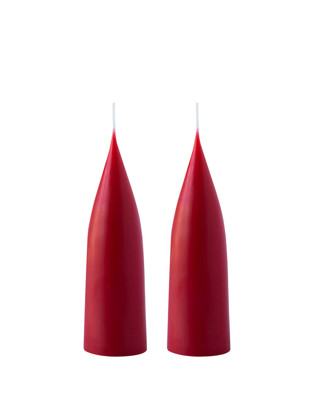 Hohe konische Stumpenkerze in Dark Red, 20 Zentimeter hoch