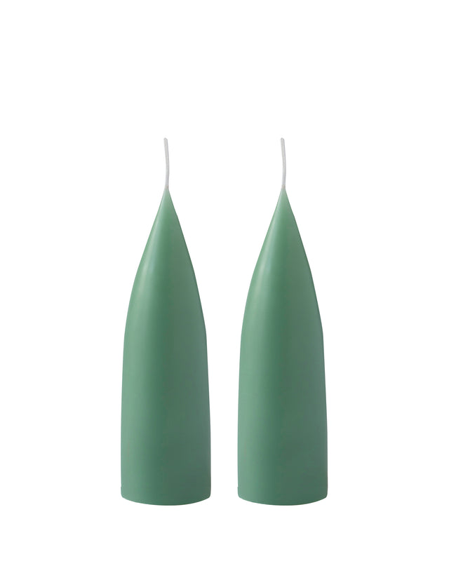Hohe konische Stumpenkerze in Dark Reseda Green, 20 Zentimeter hoch