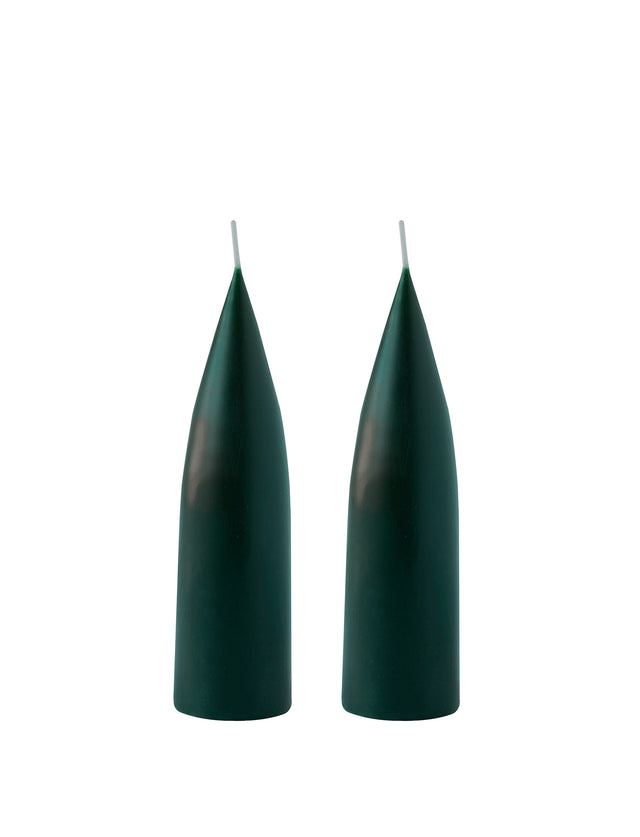 Hohe konische Stumpenkerze in Forest Green, 20 Zentimeter hoch
