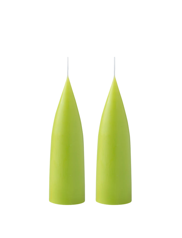 Hohe konische Stumpenkerze in Lime, 20 Zentimeter hoch