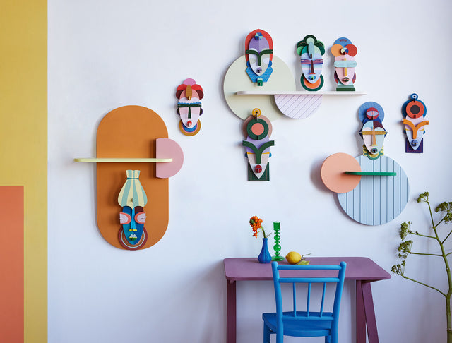 Bunte Wanddeko BERLIN | Wandmaske aus Karton