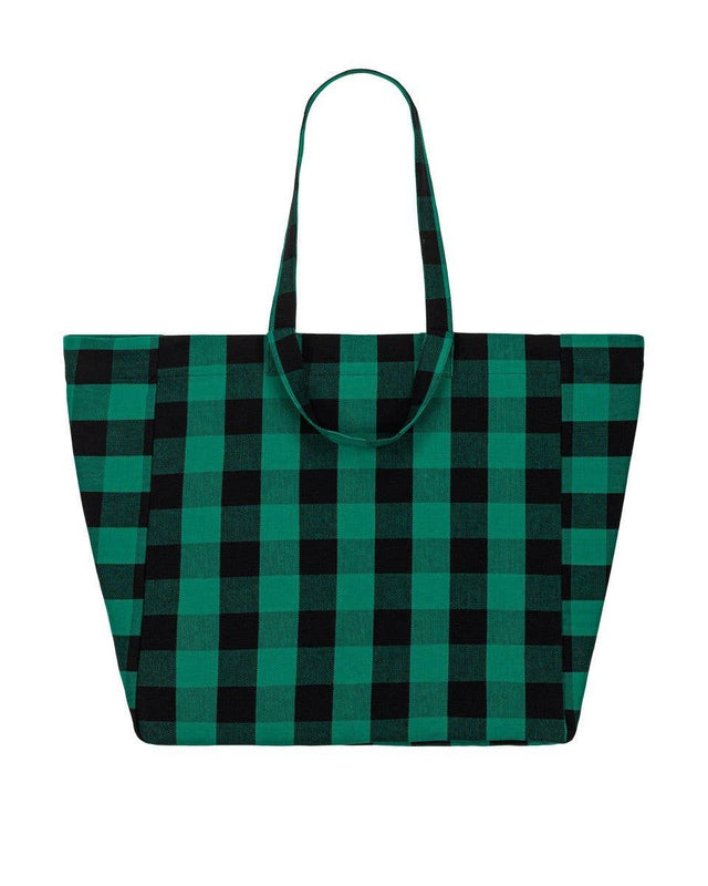 Tote Bag ELISA von Rose in April im großen Vichy-Karo in Grün und Schwarz