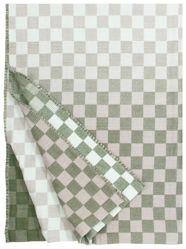 SHAKKI Wolldecke in Beige-Olive-Weiß