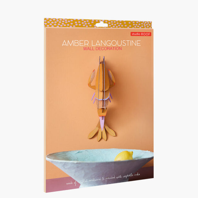 Bunte Wanddeko AMBER LANGOUSTINE | Große Languste aus Karton