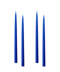 Vier konische Stabkerzen in Cobalt Blue, 35 Zentimeter hoch