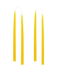 Vier konische Stabkerzen in Lemon Yellow, 35 Zentimeter hoch
