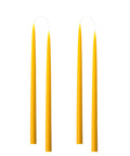 Vier konische Stabkerzen in Yellow, 35 Zentimeter hoch