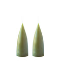Konische Stumpenkerze in Olive, 16 Zentimeter hoch