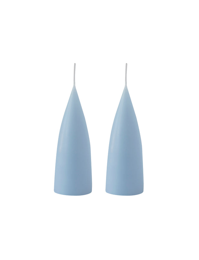 Konische Stumpenkerze in Pastel Blue, 16 Zentimeter hoch