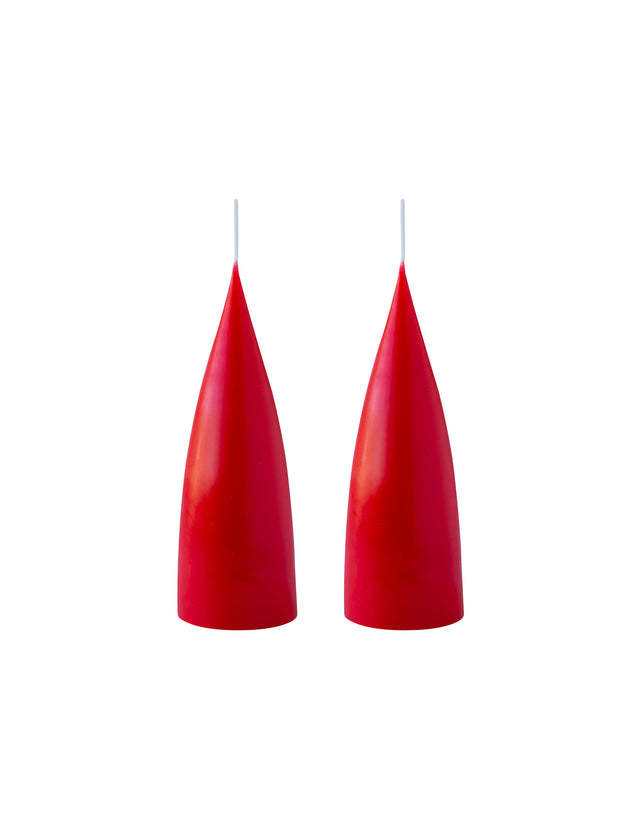 Konische Stumpenkerze in X-Mas Red, 16 Zentimeter hoch