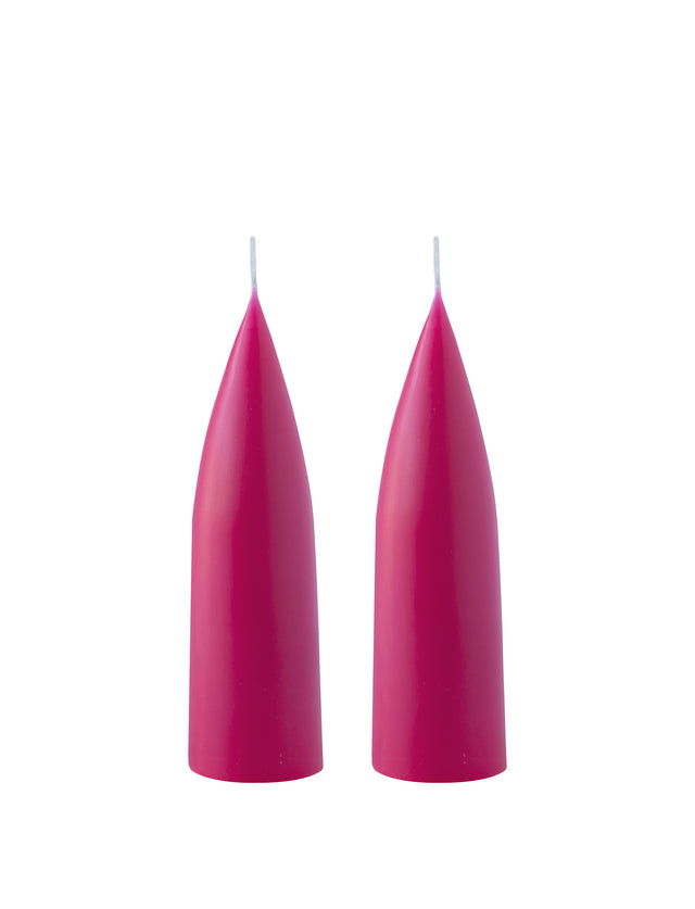 Hohe konische Stumpenkerze in Cerise, 20 Zentimeter hoch