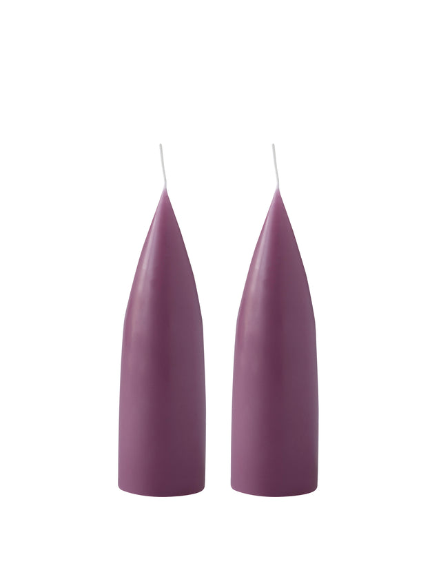 Hohe konische Stumpenkerze in Light Heather, 20 Zentimeter hoch