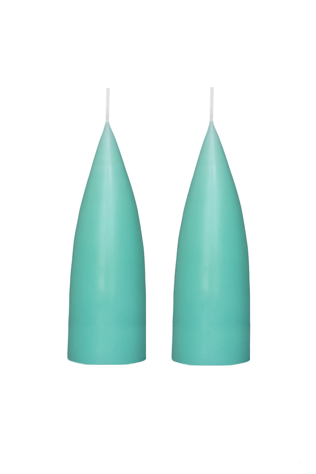 Hohe konische Stumpenkerze in Mint Green, 20 Zentimeter hoch