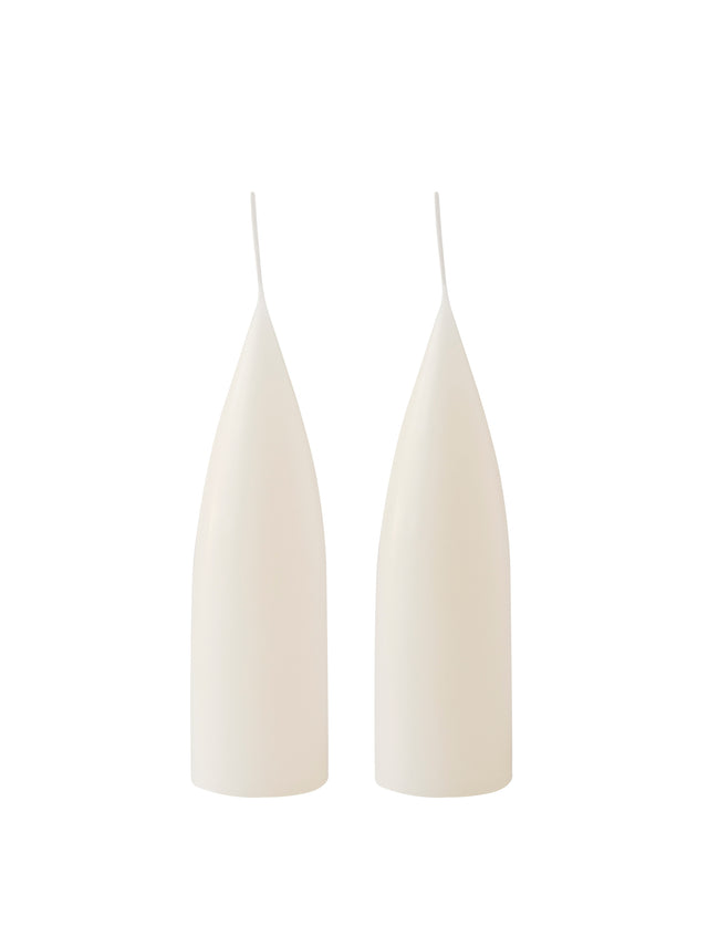 Hohe konische Stumpenkerze in Offwhite, 20 Zentimeter hoch