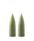 Hohe konische Stumpenkerze in Olive, 20 Zentimeter hoch