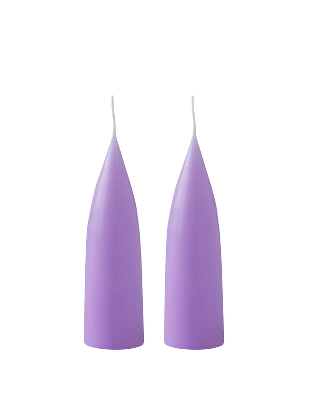 Hohe konische Stumpenkerze in Pastel Purple, 20 Zentimeter hoch