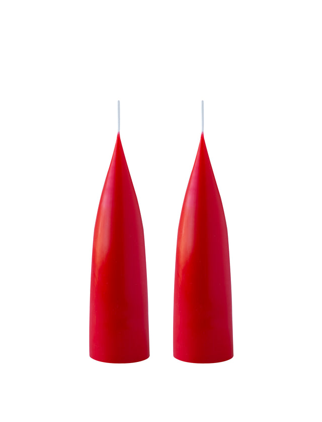 Hohe konische Stumpenkerze in X-Mas Red, 20 Zentimeter hoch