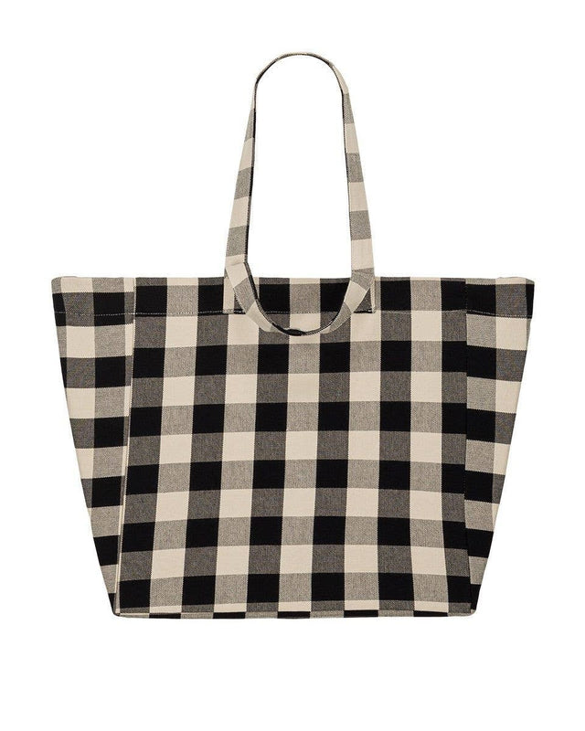 Tote Bag ELISA von Rose in April im großen Vichy-Karo in Greige und Schwarz