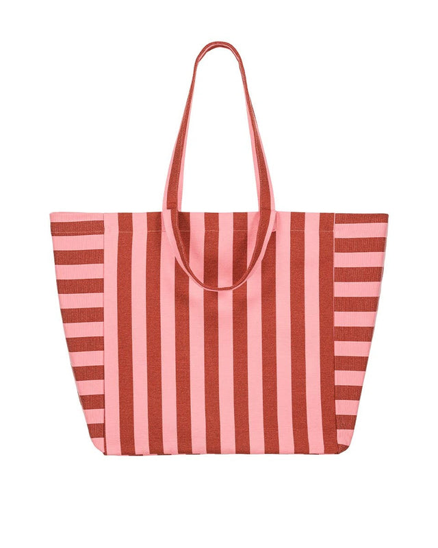 Tote Bag ELISA von Rose in April mit breiten Streifen in Ziegelrot und Rosa