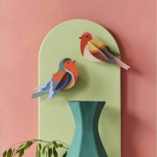 Bunte Wanddeko ROBINS | Bunte Rotkehlchen aus Karton